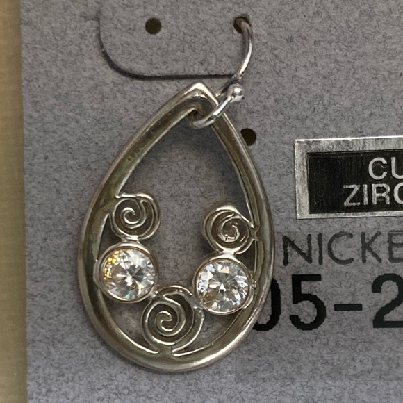 Sensitive Ears Nickel Free CZ Dangle Tear Drop earrings - Picture 2 of 3